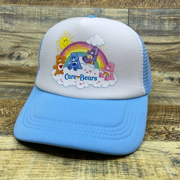 Care Bears Unisex Trucker Hat Baby Blue Snapback 80s Cartoon Throwback Cap - Picture 2 of 5